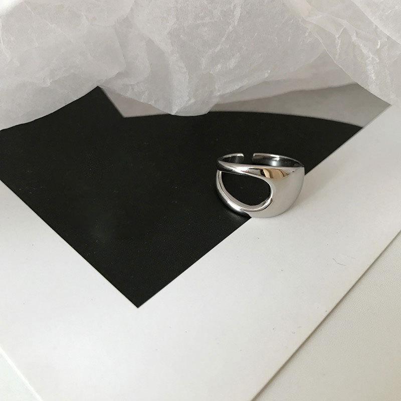 Trendy Retro Hollow Geometric Double-Layer Adjustable Ring for Women in Japan  Korea Open Adjustable