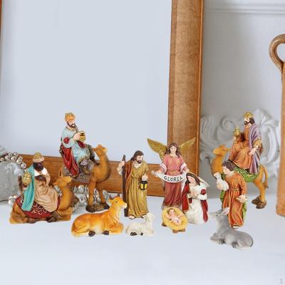 11Pcs Christmas Nativity Scene Collection Crafts Holy Family Figurine Resin Statue for