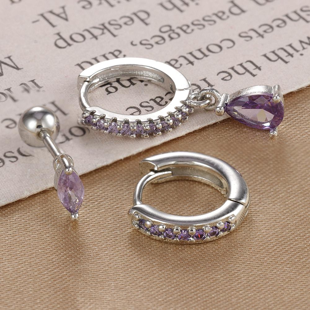 3PCS Fashion Green Zircon Water Drop Dangle Earrings Set For Women Minimal Huggie Stainless Steel Drop Earring Piercing Jewelry