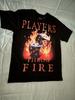 Graphic Design Black T-shirt Players Throw Fire Dice