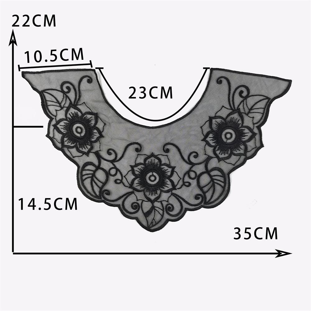 Black Embroidered Mesh Organza Front Collar Collar Sewing Lace Diy Decorative Dress Wedding Dress Accessories