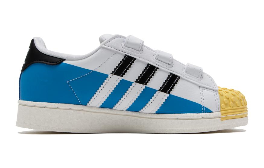 Adidas Originals SUPERSTAR CF C Abrasion Resistant Breathable Low top Kids' Skateboarding Shoes White Blue Kids IF2911