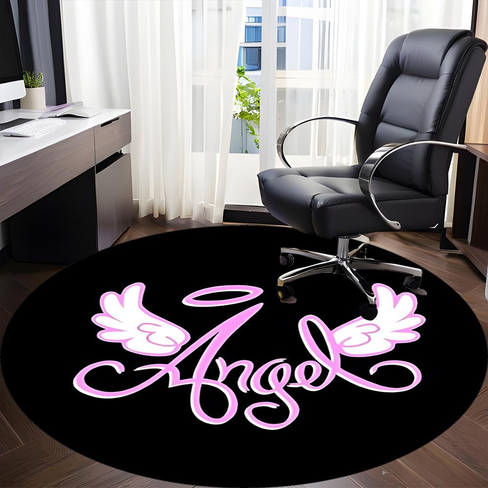 1pc Angel WingsChair Carpet for Office, Indoor Non-Slip Washable Polyester Fiber Carpet, Mat For Office, Machine Washable