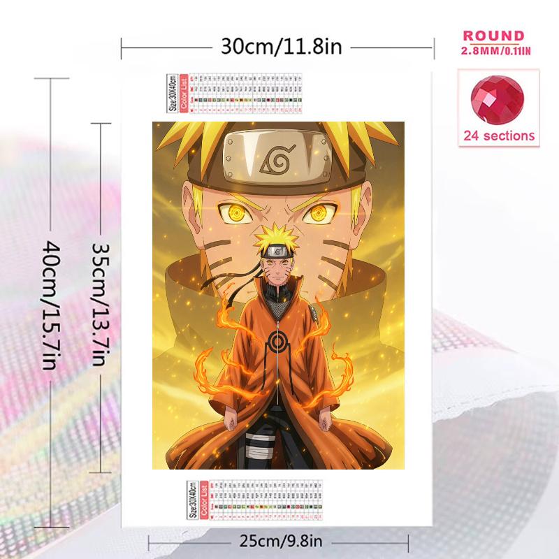 Naruto anime Naruto Pattern 3pcs 100% Round Full Drill 5D DIY Diamond Painting Embroidery Cross Stitch Rhinestone Décor
