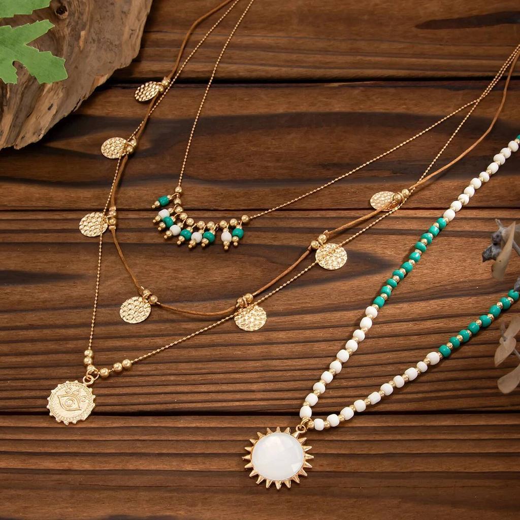 Y2K Boho Rund Mynt Duskanheng Choker Halskjede for Kvinner Collares Vintage Perlekjede Estetisk Hals-smykke Gave