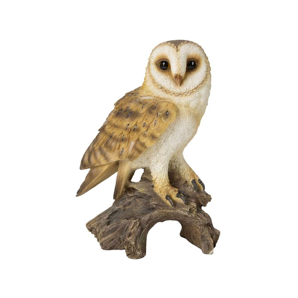 Ubia Barn Owl Perched on a Stump, 12.5 x 8 x 17.8 cm, Figurine, Animal, Garden Decor, Bird, H14082