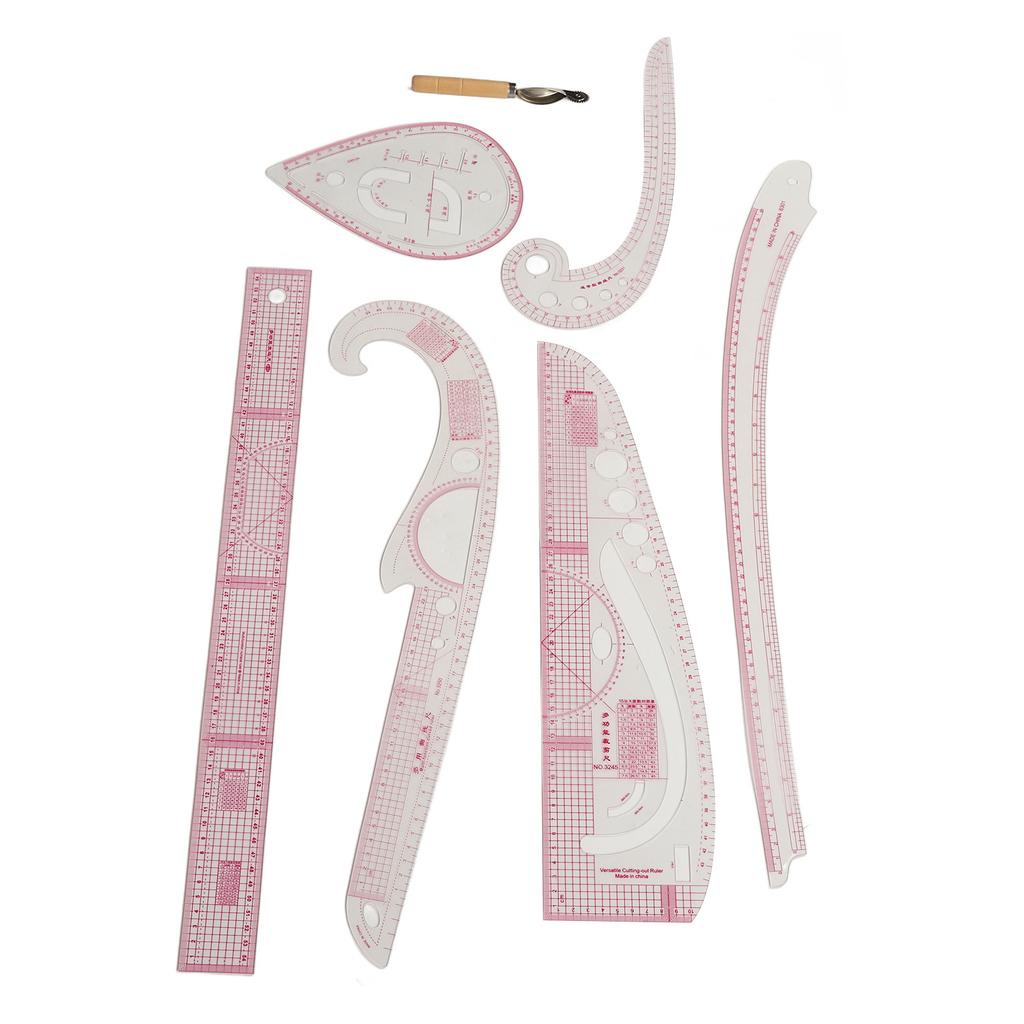 7 Stück Französische Kurvenlineale Transparentes PVC CM MM Hohe Genauigkeit Langlebiges Nählineal-Set für DIY Schneiderhandwerk