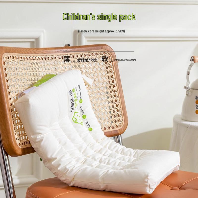 Class A Anti-Bacterial Low Pillow for Mother, Baby, and Child - Neck Protection, Pure Cotton Sleep Aid