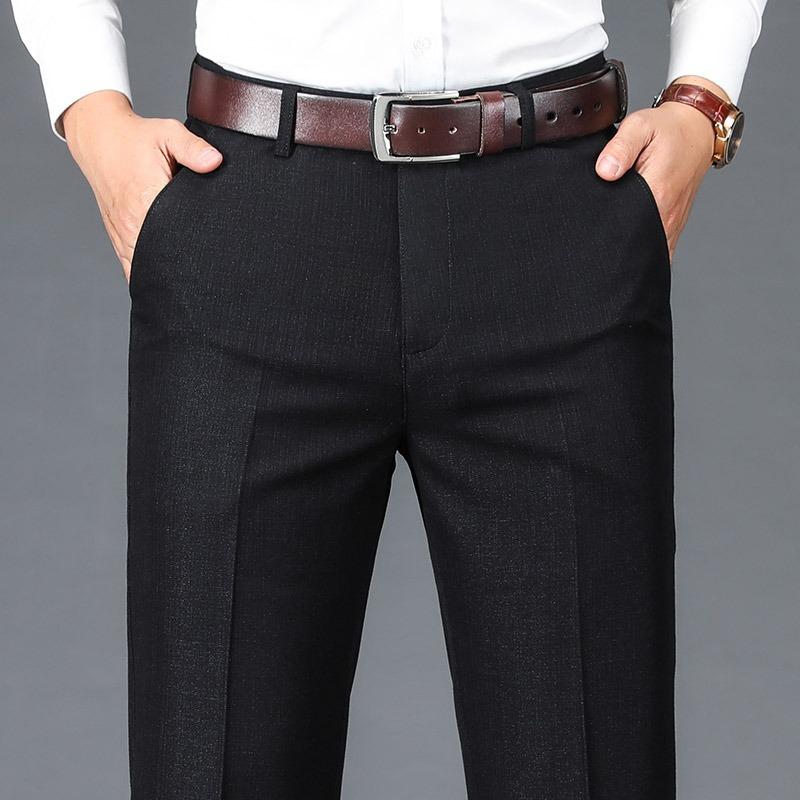 New summer thin men's high-end casual pants anti-Zou ice silk straight large-size suit pants