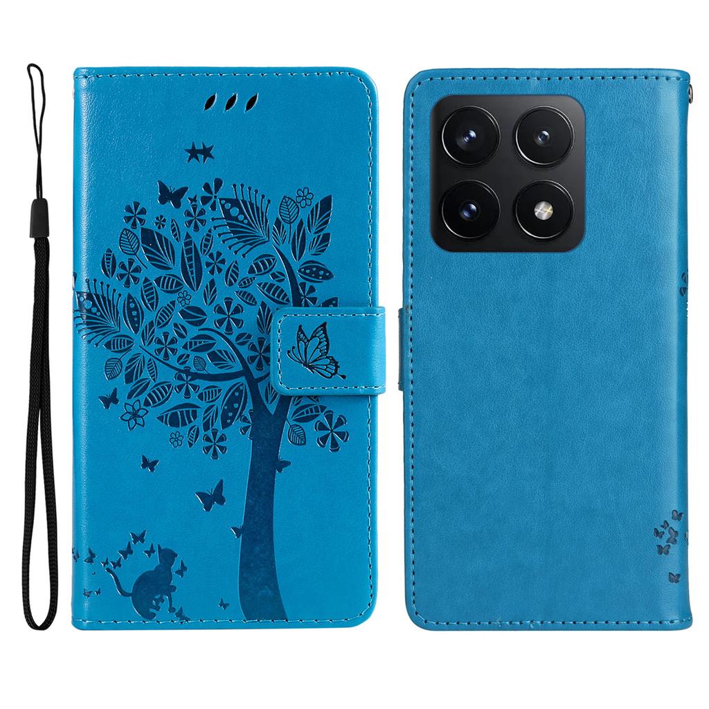 Für Xiaomi 14T Handyhülle mit Ständer Katzenbaum Muster Leder Geldbörse Handyhülle