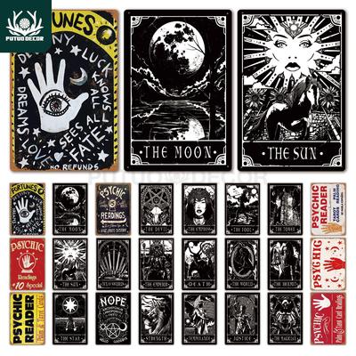 Decor Tarot Retro Tin Sign Plaque Metal Vintage Psychic Wall Art Poster for Divination Shop Iron Painting