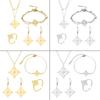 Stainless Steel Jewelry Set Witchcraft Knots Pendant Necklace Bracelet Earring Rings Collection Fashionable Accessories