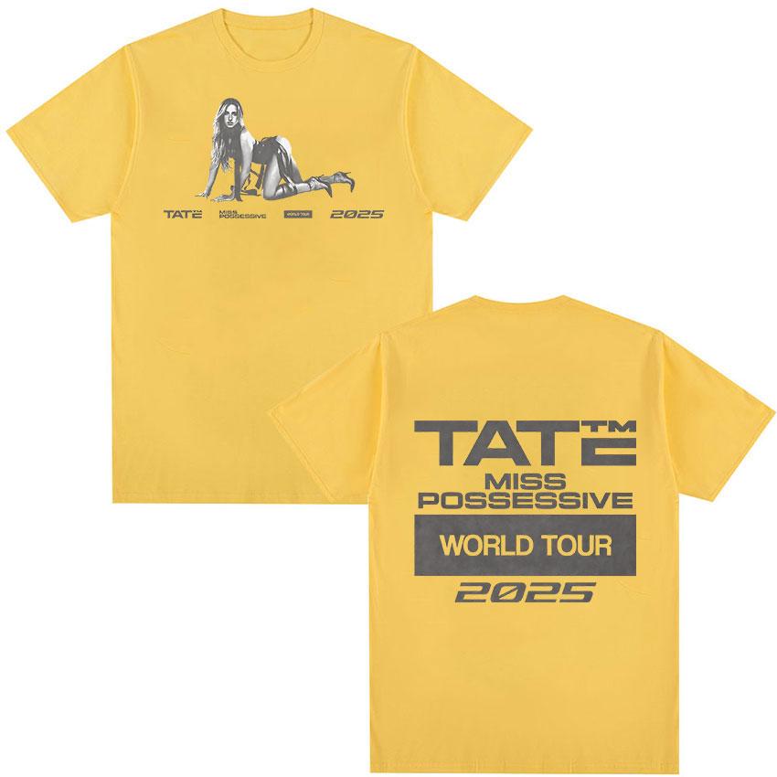 90s Vintage Tate McRae Miss Possessive Tour 2025 New Merch Tee Shirt Unisex Fashion Harajuku High Quality Cotton Tees Streetwear