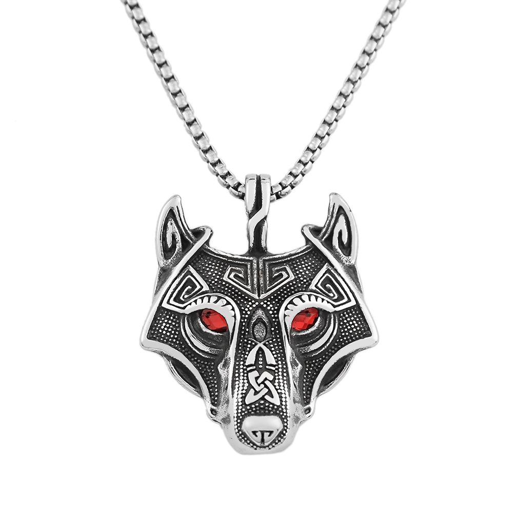 Stainless Steel Celtic Viking Wolf Head Necklace Pendant