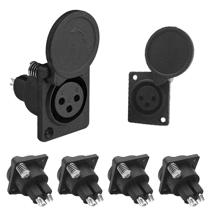 5/20Pcs XLR Female Socket Panel Mount Audio Video 3Pins XLR Connector with Protecting Cover