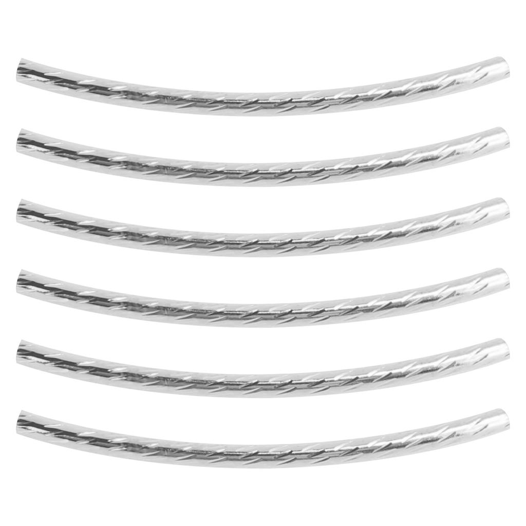 200Pcs Curved Noodle Tube Spacer Beads Long Sleek Twist DIY Jewelry Making AccessoriesSilver