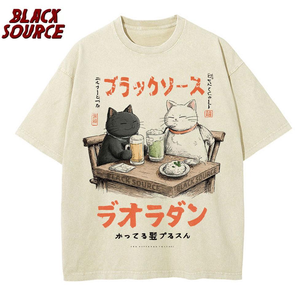 

Cat Cartoon Graphic Men Tshirt Casual Baggy Short Sleeve Tshirt Japanese Style Oversized T Shirt Mens Clothing P S