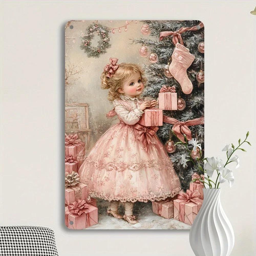 Weihnachts-Blechschild 8x12 Shabby Chic Metall Rustikal Wandkunst Dekoration für Küche Bar