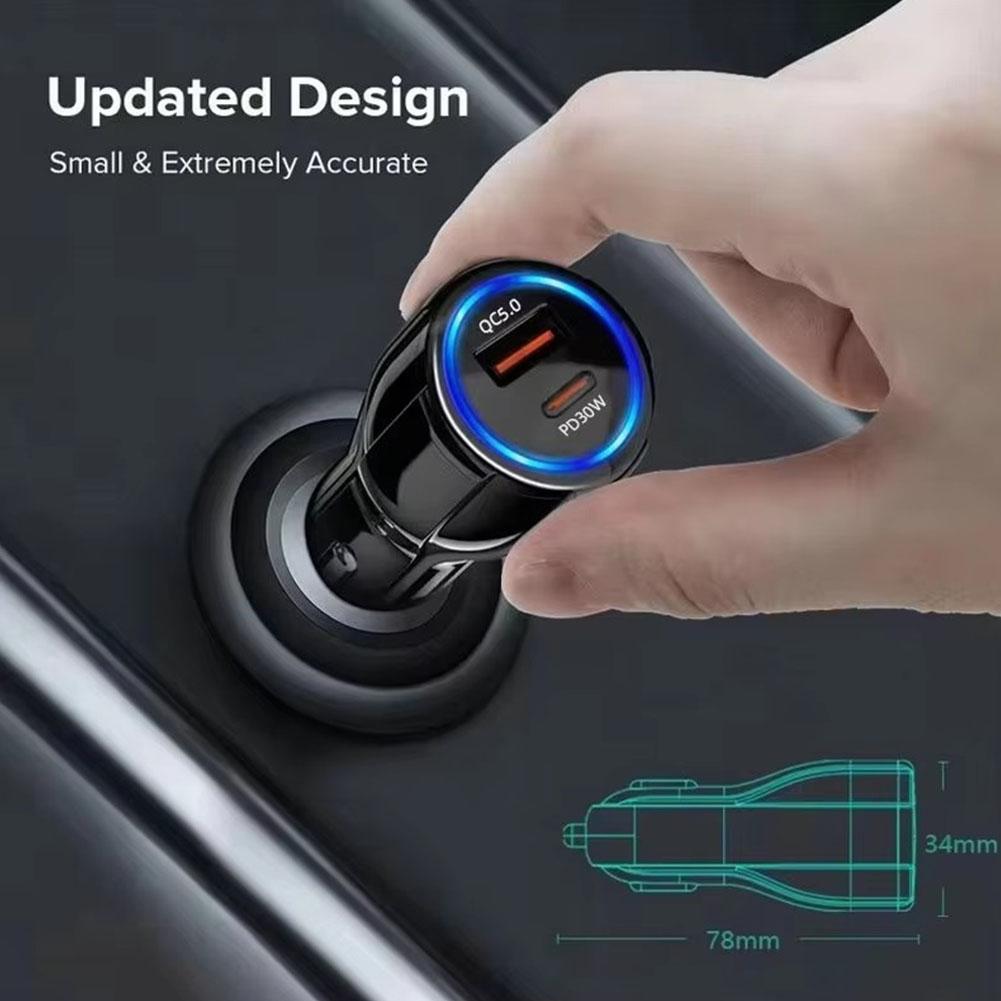 60W Dual Port QC5.0 USB PD 3.0 Fast Car Charger Super Fast Charging Adapter For Mobile Phone