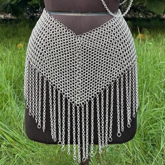 Aluminum Chainmail Top, Skirt Headdress: Renaissance Costume Set Birthday Gift
