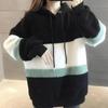 Women's Autumn and Winter Plush Thickened Lamb Wool Sweater Female Color Matching Mid-length Large Size Hooded Coat
