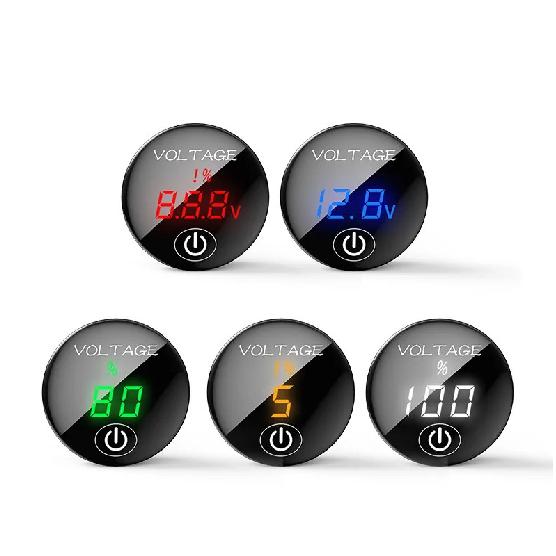 DC 5V-48V LED Panel Digital Voltage Voltmeter Meter Battery Capacity Display Volt with Touch ON/OFF Switch for Car Boat Marine