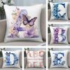 Letters Floral Print Cushion Cover Soft Plush Fabric DoubleSided Printed Sofa Cushion Cover for All Seasons Home Decor Gift