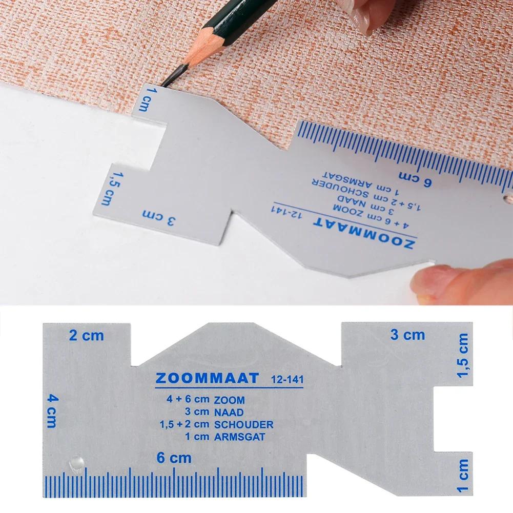 Precision Seam Measuring Gauge Fabric Marker Metal Quilting Tailor Ruler Template Sewing Ruler DIY Patchwork Craft Accessories