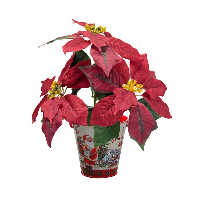 Poinsettia Artificial Flowers for Christmas Window Decorations - 3 Bouquets, 6 Colors - Perfect for Parties & Arrangements