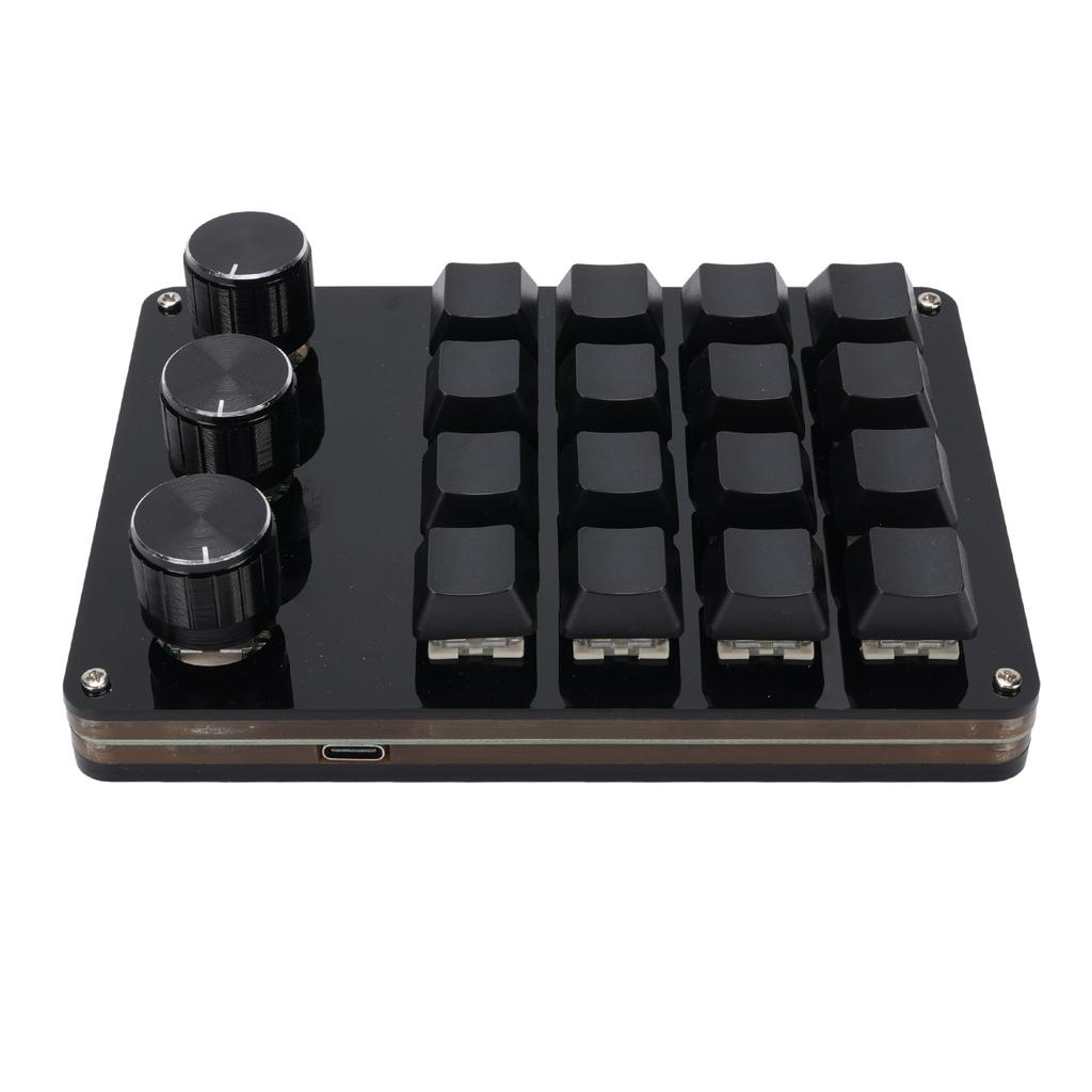 16 Tasten 3 Drehknöpfe Tastatur Benutzerdefinierbares Makro Programmierbares Tastenfeld Hot-Swap-fähig Blauer Schalter Mechanisches Tastenfeld
