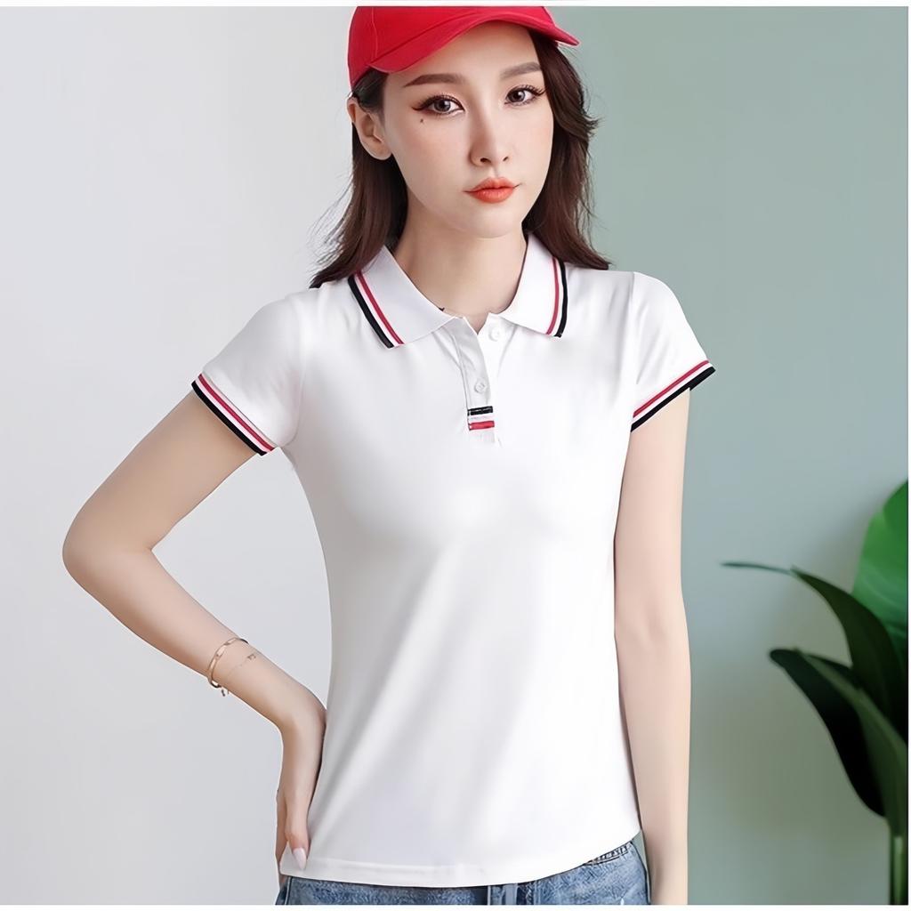 Short-sleeved POLO Shirt T-shirt for Women In Summer New Casual Sports Comfort Slimming Solid Color Top