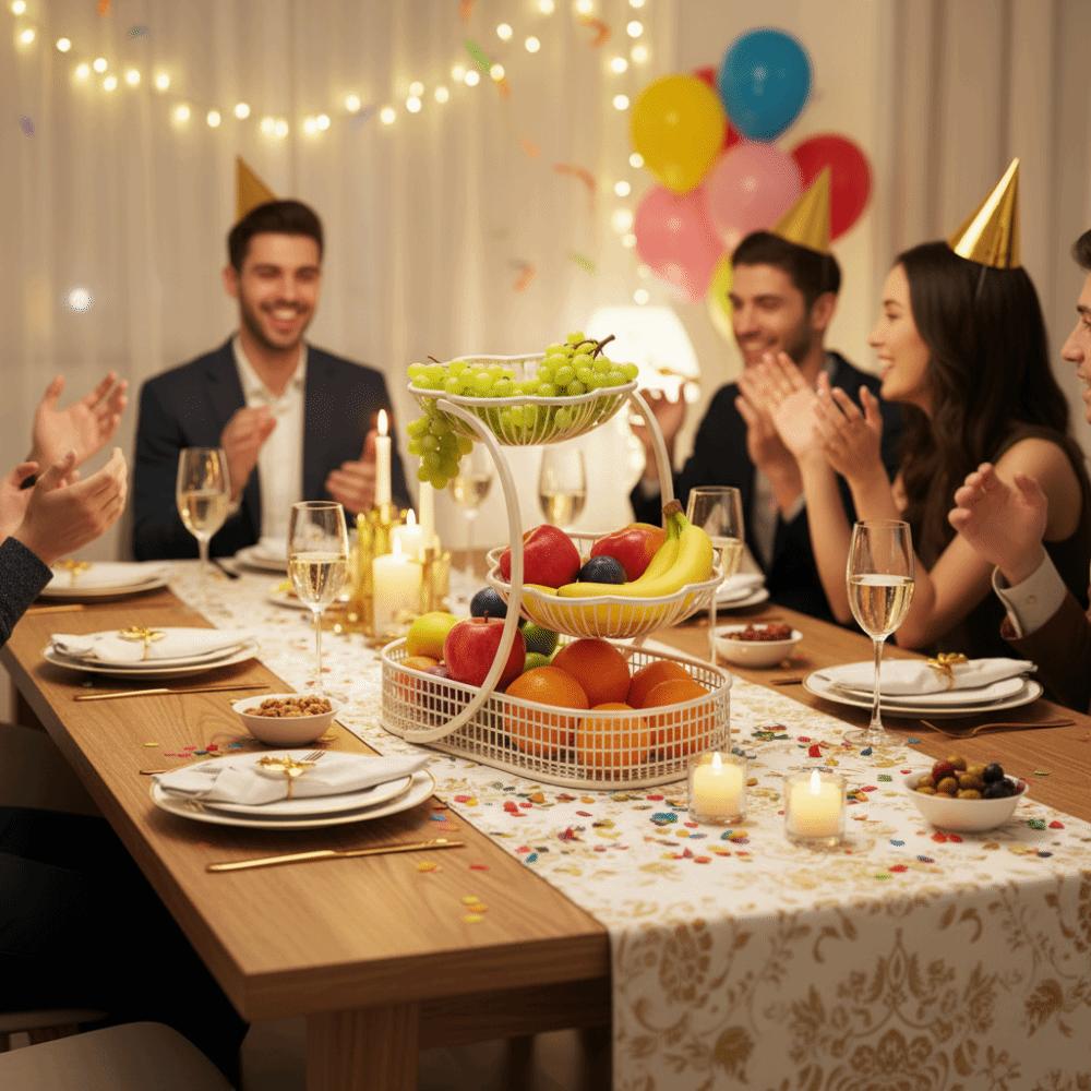 Hollow-Out Tiered Fruit Basket Metal Fruit Basket Snack Display Rack  Living Room Display