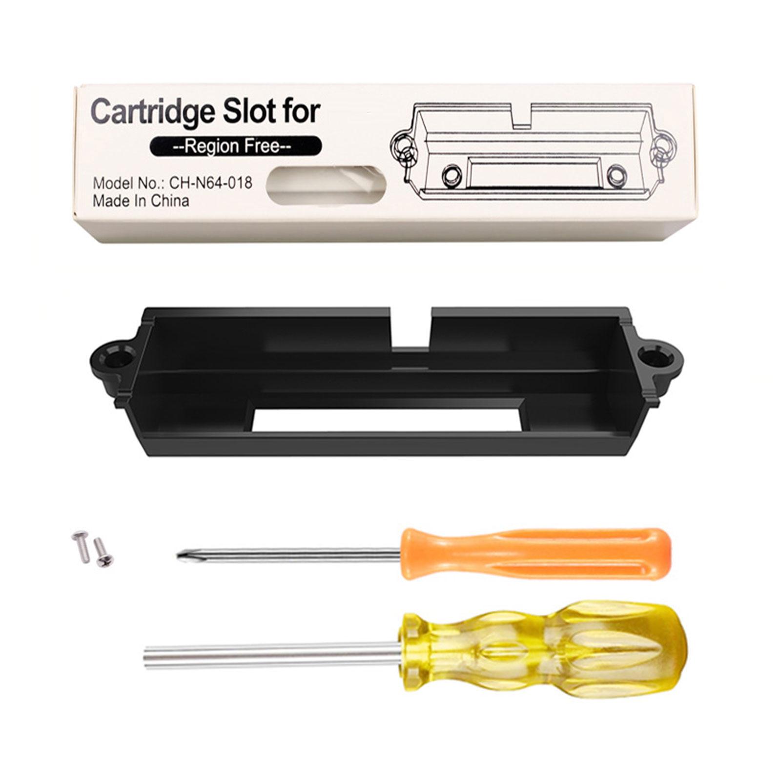 

Game Card Cartridge Slot for N64 Console Game Card Slot Game Machine Game Card Tray with Screwdrivers Gaming Accessories чёрный