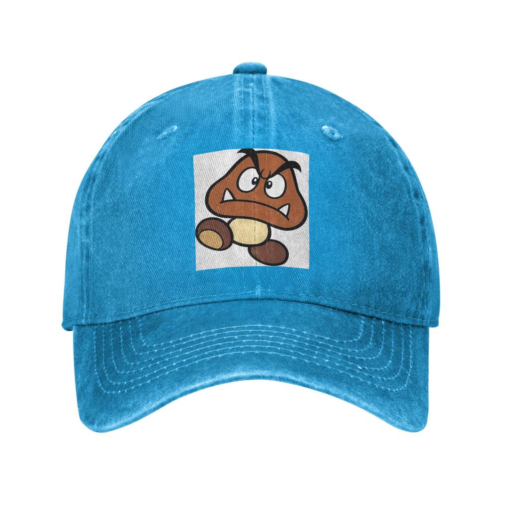 Cartoon Game Goomba Face Denim Fabric Cap Casual Baseball Caps Adjustable Hat Summer Unisex Baseball Hats