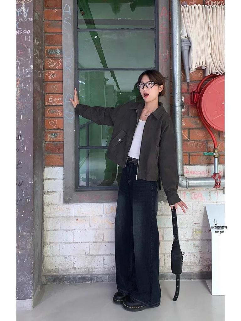 American Retro Petite Maillard Coffee Spring Jacket