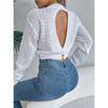 HNXC Autumn and Winter Sexy Backless Button Cutout Long-sleeved Pullover Sweater for Women
