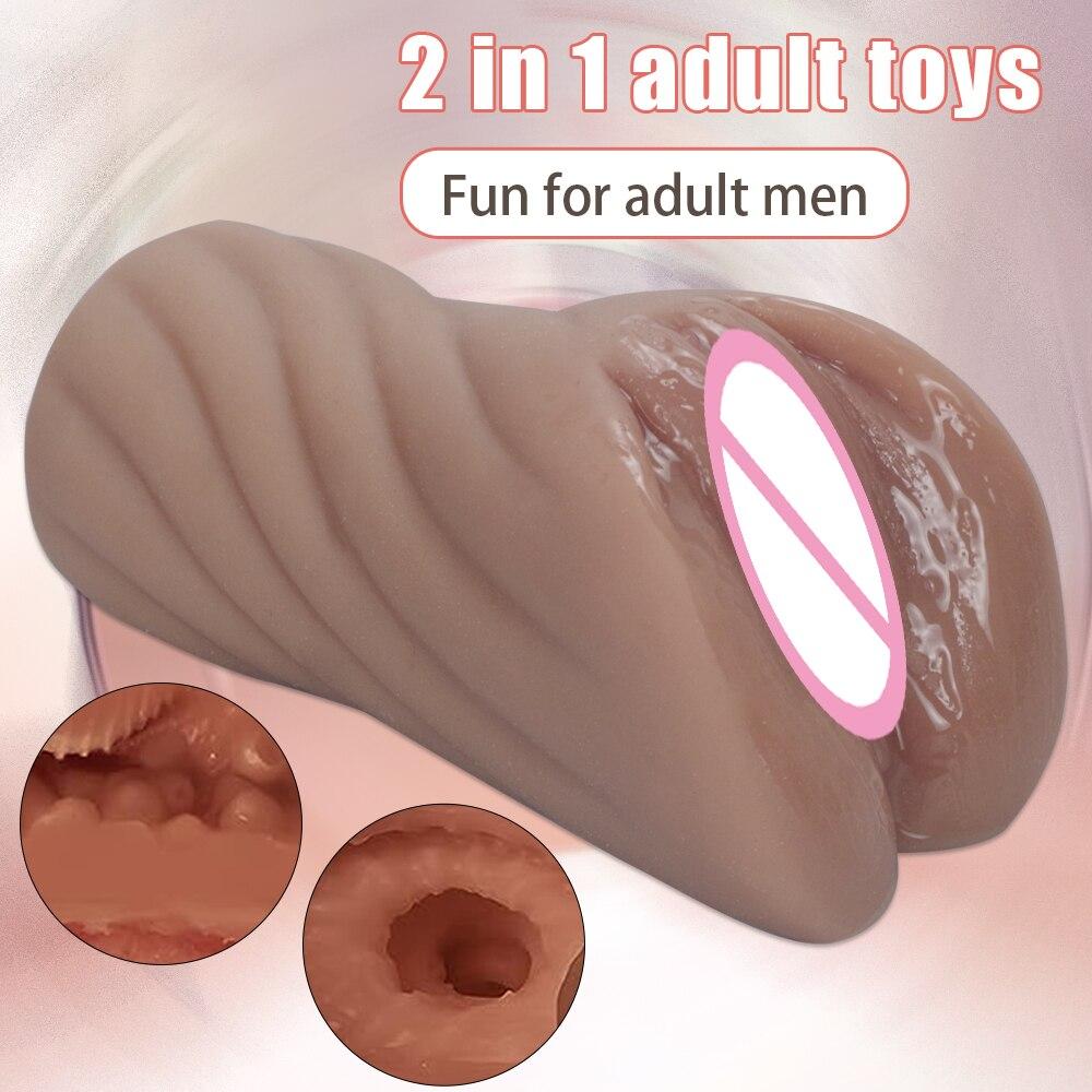 Realistic Vagina Sex Toys for Men Pussy Male Masturbator Oral Double Hole 2 In 1 Silicone Intimate Sex Shop Male Erotic