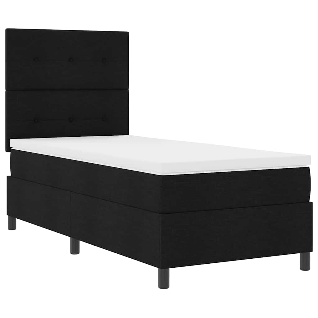 Box Spring Bed with Headboard Black 100 x 200 cm Fabric