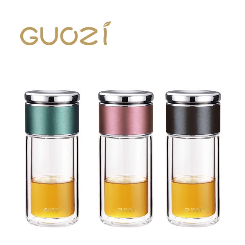 GUOZI 225ml Double Wall Glass Tea Cup with Infuser