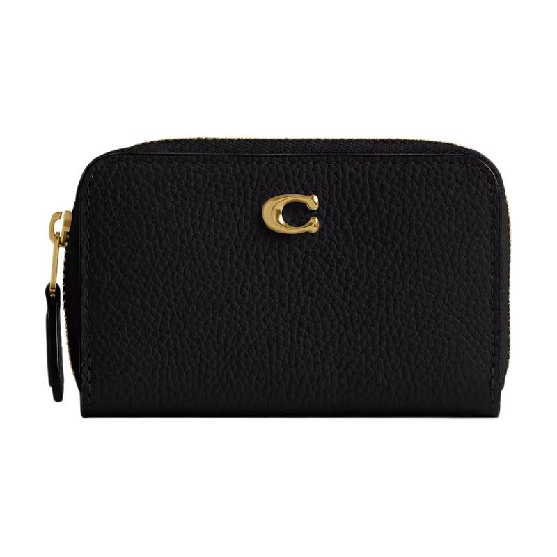 

COACH Zip Around 11 Polished Pebbled Zipper Closure Leather Card Holder Regular Women s Black black чёрный