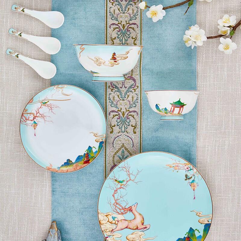 Gonghe Jingpin Auspicious Deer 27-Piece Ceramic Tableware Set