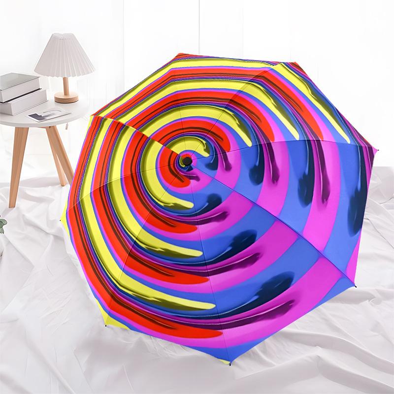 1pc Circle Pattern Automatic Open/Close Folding Umbrella - Compact 8-Rib Design, Daily Use, Perfect Gift for Friends & Family yy251124228