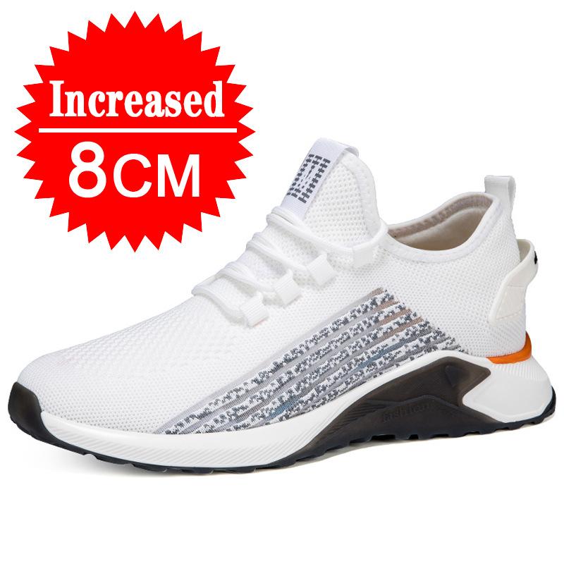 Fashion New Men's Casual Shoes Summer Simple Black White Sneakers Fashion Breathable Sneakers 6/8/10cm Invisible Height Increasing Shoes
