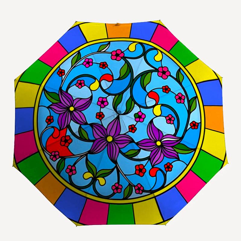 

1PC Floral Mandala Design Folding Umbrella with 8 Frames, Automatic Open, Durable Frame, Quality Craftsmanship yy250912148