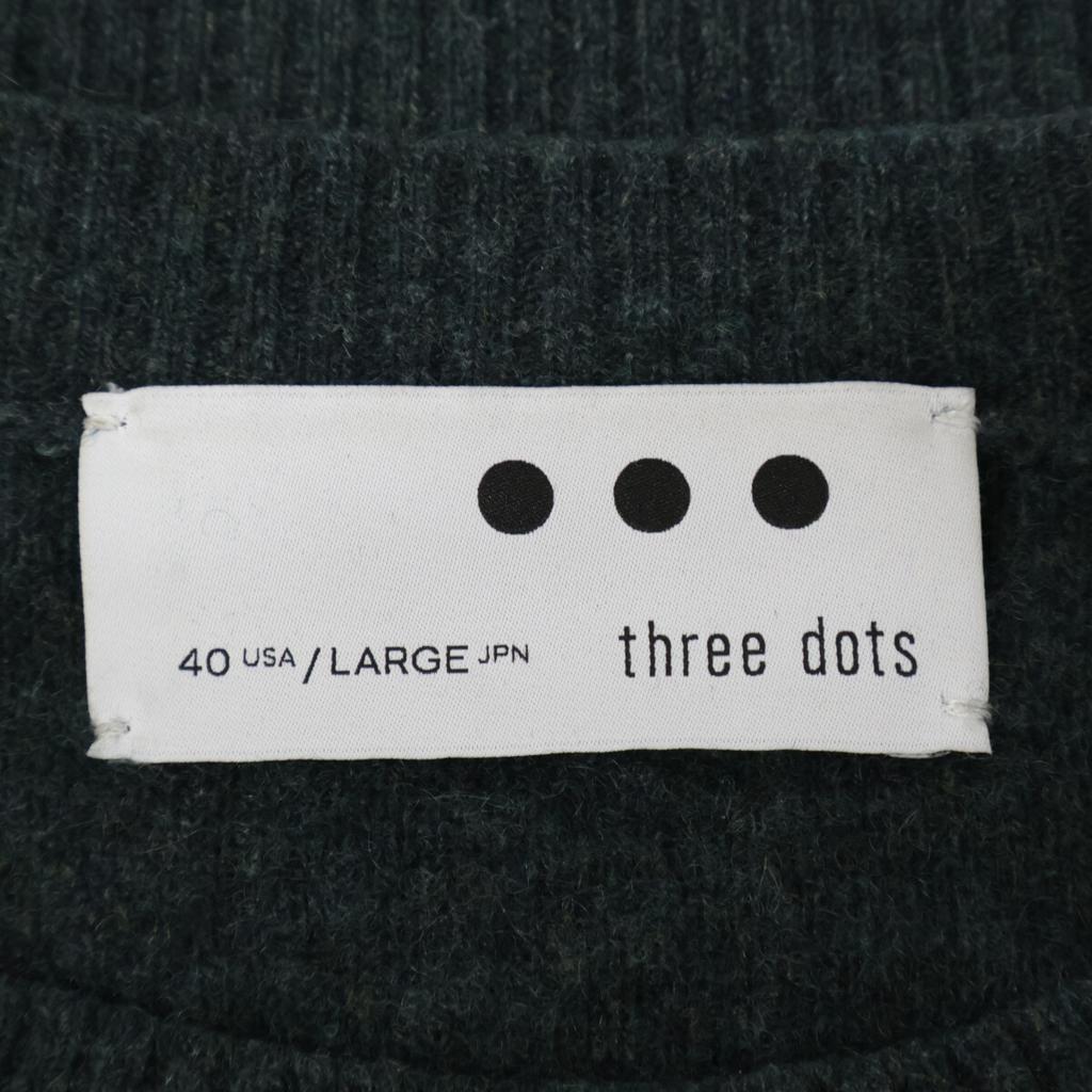 Three Dots  Green RC201M Recycled Cashmere Crew Neck Knit Tops L greenUsed