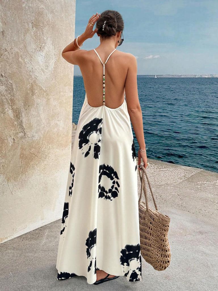 European Fashion V-neck Backless Sleeveless Spaghetti Strap Dress 2026