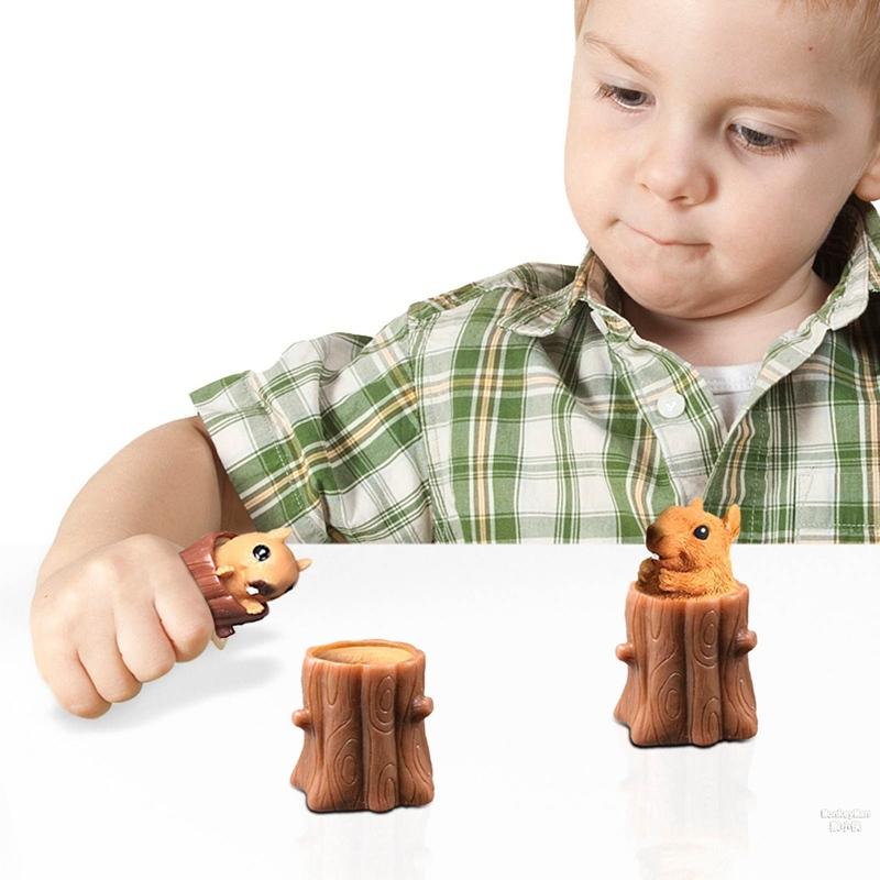 Novelty Evil Little Squirrel Toy Cup Tree Stump Pinch Ball Decompression Toy Funny Gadgets Stress Relief Fidget Toys Gift