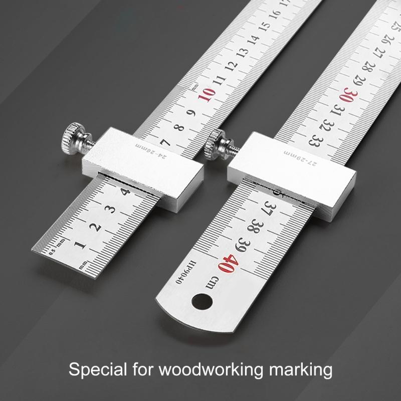 Aluminum Carpentry Square 15/20/30/40cm Carpenter Scribing Ruler with Slide Stop Measuring Marking Gauge Pocket Ruler