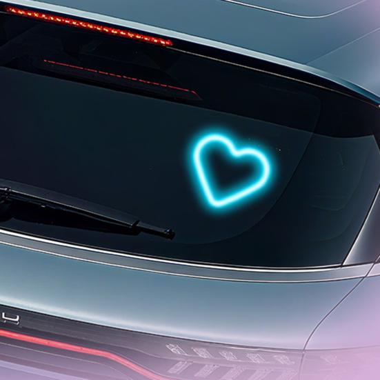 Solar Heart Shape Neon Light for Car Window Waterproof LED Mood Lamp with Suction Cup Romantic Atmosphere Decor