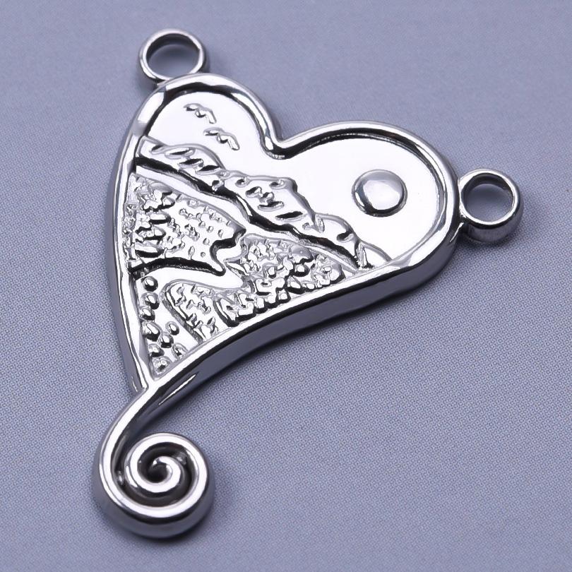 6pcs Titanium/Stainless Steel Heart Charms For Jewelry Making Supplies Fashion Diy Love Pendant Wings Flower Landscape Materials